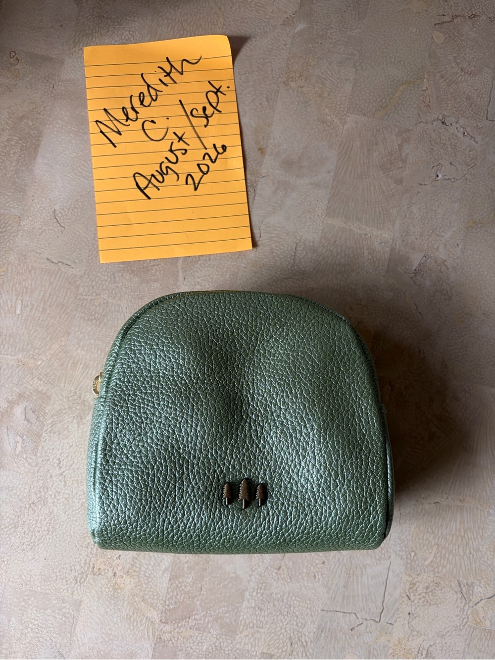 Portland Leather Wonder Pouch in Metallic Green (Color: Beetle)